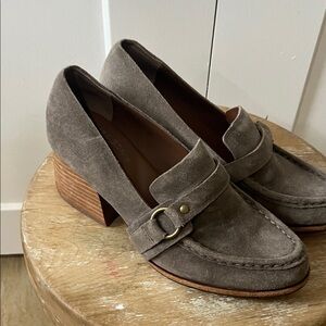Kork-Ease Taupe Suede Block Heel Loafers